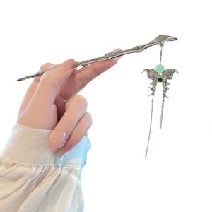 Liquid Butterfly Tassel Hairpin Hair Stick Hair <b>Accessory</b> Women's Y2K Chinese Style Hairpin Temperament <b>Braided</b> Hairpin Headwear - Product Image 5