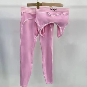Großhandel Mode Yoga-Kleidung Pilates Elastische Nahtlose Gerippte Maßgefertigte Hochwertige Damen-<span class=keywords><strong>Leggings</strong></span> 2-teiliges Set - Product Image 1