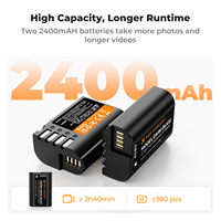 K&F Concept Kamera-Akku 2400mAh für Panasonic DMW-BLK22 Zwei Akkus und Dual-Slot LCD-Ladegerät Set USB/Typ-C Anschluss Aufladung