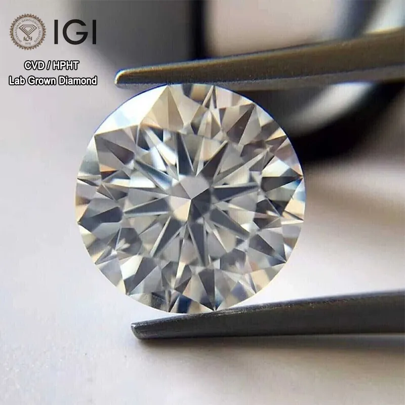 IGI Certified Diamond 0.5ct 1.0ct 3.0ct 5.0ct Round Shape DEF Color VS VVS Loose HPHT CVD lab Grown Diamond