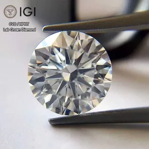 IGI Certified Diamond 0.5ct 1.0ct 3.0ct 5.0ct Round Shape DEF Color VS VVS Loose HPHT CVD Lab Grown Diamond