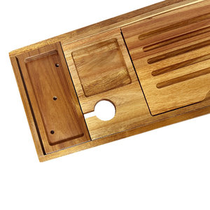 Bathroom Luxury Black <strong>White</strong> Natural Wood Bamboo Bathtub Caddy Expandable <strong>Bath</strong> Tub <strong>Tray</strong> with Extending Side for <strong>Bath</strong> - Product Image 6