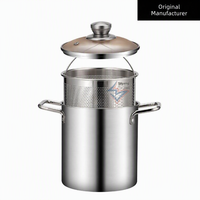 Friteuse en acier inoxydable 304 avec panier filtrant, poignées doubles, multifonctionnelle, pour une cuisson saine et économe en huile, idéale pour la cuisine domestique