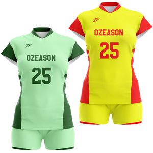 Divisa da <span class=keywords><strong>Pallavolo</strong></span> Femminile Economica all'Ingrosso, Kit Personalizzato con Logo Stampato in Verde Sublimato - Product Image 1