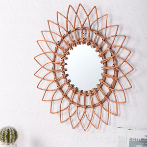 Willow Woven Decorative <b>Mirror</b> Round 50cm Handmade Rattan Wall <b>Hanging</b> <b>Mirror</b> For Living Room Entryway - Product Image 4