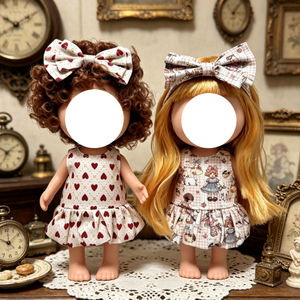 [Uniquement en tissu] Ensemble de robes mignonnes pour poupées en peluche de 24 cm, ensemble de jupes et accessoires pour cheveux avec nœud, 2 pièces - Product Image 1