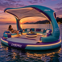 Bar flottant et maison flottante DSPR avec espace de réception en groupe sur une île gonflable, équipement de jeux aquatiques pour les hôtels insulaires