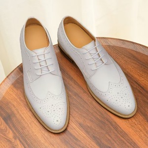 Chaussures Oxford sur mesure faites à la main pour hommes, en cuir de vachette, semelle extérieure en caoutchouc, à enfiler, bout résistant, antidérapantes, légères, pour affaires - Product Image 3