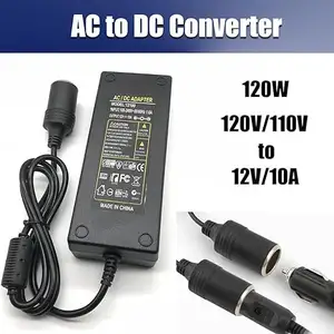 Conversor AC para DC 120W 120V/110V a 12V/10A Adaptador de isqueiro AC/DC Adaptador de energia para inflador de geladeira de carro