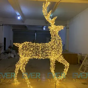 动画大装饰圣诞假期3d巨型发光二极管驯鹿图案灯与仙女串灯