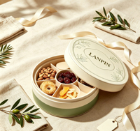 Boîte cadeau cylindrique rigide en papier écologique faite à la main, logo personnalisé, motif feuille de plante, gaufrage, dorure à chaud, multi-compartiments