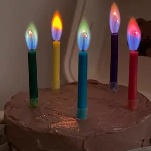 2022生日七彩火焰蜡烛ins韩国网红创意儿童烘焙蛋糕装饰