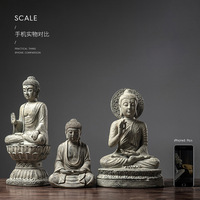 Nouvelle statue de Bouddha artistique chinoise, ornement en résine époxy, artisanat rétro zen, tête sculptée, décoration pour la maison, salon, salle de thé