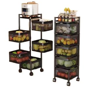 Durable Rust-Resistant 5-Layer Square Carbon Steel Modern Sustainable Multifunction <b>Kitchen</b> <b>Storage</b> <b>Rack</b> Organizer Pantry Fruits - Product Image 1