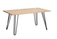 Table à manger rectangulaire moderne en MDF avec pieds en métal, meubles confortables pour la maison, salle à manger, panneau en bois, 4 places, Fujia DT-523