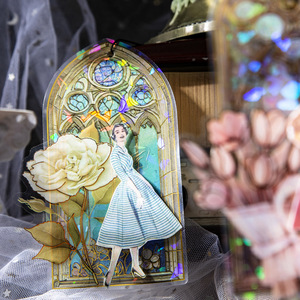 10 pièces/paquet Autocollants pour animaux de compagnie Série de fenêtres en verre à fleurs rétro Fenêtre de journal Matériel décoratif 6 modèles - Product Image 4