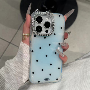 เคสโทรศัพท์แบบถอดได้ 3 in <span class=keywords><strong>1</strong></span> ลายกลิตเตอร์ 3 มิติ หูแมว ประดับเพชร ลายจุด สำหรับ iPhone 16 Plus 17Air 15 14 Pro Max 13 12 11 - Product Image 5