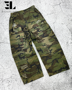 LARSUR Custom Factory Sun Faded Cotton Ripstop Nylon Twill Camo <strong>Cargo</strong> <strong>Pants</strong> Baggy Straight Tactical Skate <strong>Camouflage</strong> <strong>Pant</strong> Men - Product Image 3