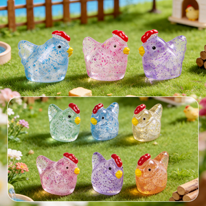 Accessoires de décoration paysagère, mini micro-paysage, figurine en résine à paillettes fines, petit ornement, mignon petit poussin - Product Image 4