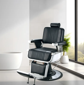 High Quality <b>Adjustable</b> Seat Height Barber Chairs Plating Plate Hair Cutting Salon Chair Wholesale Custom Black Modern - Product Image 2