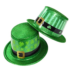 Sombrero De Copa Irlandés Verde Con Tréboles Para Disfraces, Accesorios De Buena Suerte Para Fiestas Temáticas Y Teatro