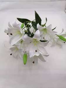 Fleur artificielle de lys de Chine simulée, bouquet de fleurs de lys au toucher réel parfumé pour la décoration intérieure - Product Image 3