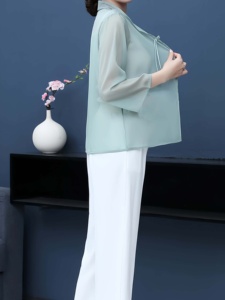 <span class=keywords><strong>ASOS</strong></span> Robe élégante verte pour <span class=keywords><strong>femme</strong></span>, Cardigan à volants à manches mi-longues, double couche, coupe ample, style crop top, taille unique, en mousseline et mohair, col en V - Product Image 4