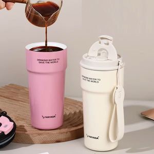 Vaso Térmico de Acero Inoxidable de 480 ml con Revestimiento Cerámico, Taza para Café, Leche, Bebidas, Botella con Pajita y Cuerda - Product Image 2