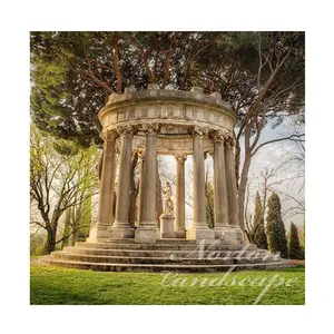 Hot sale hand carved cheap price simple roman style white large marble gazebo for outdoor garden