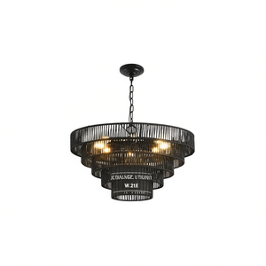 Lámpara colgante rústica estilo boho de 24 pulgadas, de cuerda de cáñamo negra, de 5 niveles, con portalámparas E12, para comedor. - Product Image 1