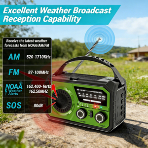 Radio d'urgence solaire/à manivelle Alecter APH-SR18 Outdoor Energy Nexus multi-charge avec prévisions météo NOAA, batterie externe, boussole et triple lampe - Product Image 2