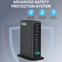 4A 4C PD100W QC30W Chargeur USB 8 en 1 MultiPort Type C Station Dasktop GaN Chargeur Super Rapide 520W