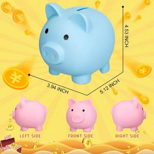 กระปุกออมสินรูปหมูน่ารัก ทำจากพีวีซีไวนิล ไม่แตกหัก ของเล่นเด็ก กระปุกใส่เหรียญการ์ตูนรูปหมู กล่องเก็บเงินเด็ก ของขวัญเด็ก ตกแต่งบ้าน - Product Image 2