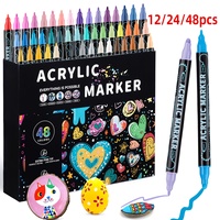 Ensemble de marqueurs d'art en plastique à double pointe avec design pliable à tête coudée, séchage rapide et résistance à la décoloration