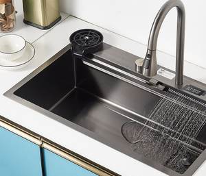 Large Single Bowl Kitchen Sink <b>Scratch</b> Resistant Embossed 304 Stainless Steel Sink With Pull Out Faucet Thickened - Product Image 6