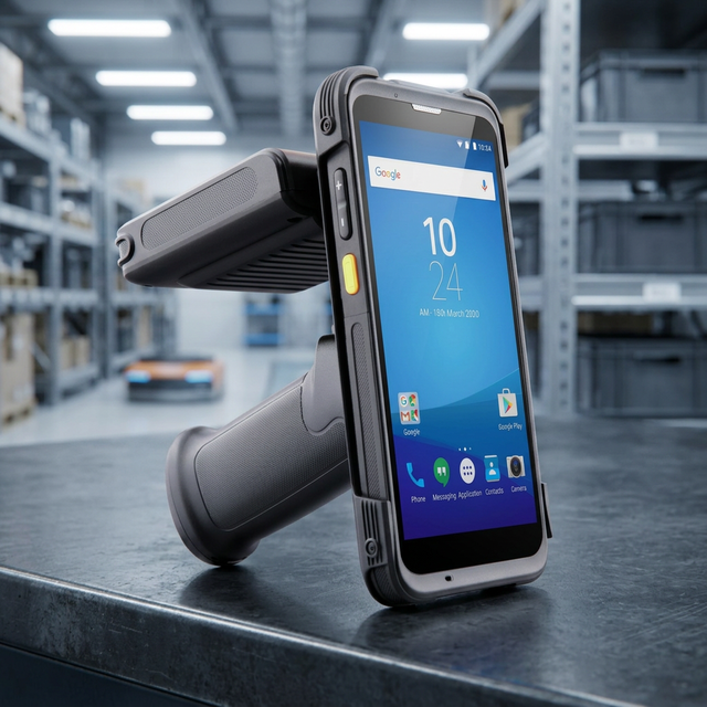 LONVILL Portable Android Industrial UHF RFID Handheld Reader with 4dBi Antenna for Warehouse Management