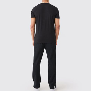 Bonne qualité Pima coton hommes palangre noir basique coupe ajustée t-shirt personnalisé marque votre Logo ajusté serré longue ligne t-shirt pour hommes - Product Image 2