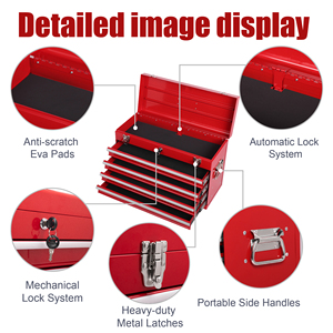 Portable Metal Red Blue Workshop <b>Tool</b> <b>Box</b> Waterproof Storage Equipment with Drawer Customizable OEM/ODM Iron Workshop <b>Tool</b> <b>Box</b> - Product Image 4
