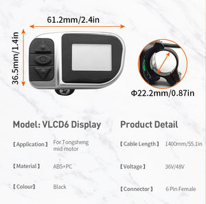 <span class=keywords><strong>TongSheng</strong></span> DZ2 moteur d'entraînement moyen VLCD6 écran LCD avec prise de connecteur étanche mâle 6Pin pour Kit de vélo électrique - Product Image 2