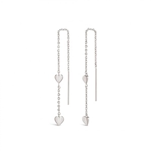 Gioiello di lusso 925 orecchino filettato cuore a catena lunga in <span class=keywords><strong>argento</strong></span> Sterling - Product Image 3