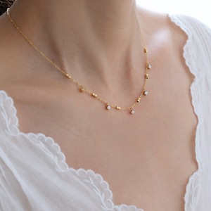 Collier pendentif en acier inoxydable plaqué or 18 carats avec zircone cubique, chaîne à maillons géométriques pour femme, bijoux cadeau - Product Image 2
