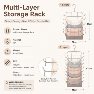 Gantungan Pakaian Dalam Logam Berkilau Tahan Lama Multi-Tingkat, Pengatur Penyimpanan, Pengait Syal, Rak Syal Multi-Fungsi, Gantungan <span class=keywords><strong>Bra</strong></span> Tanpa Tali - Product Image 2