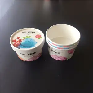 FTS中国工厂热卖牛皮纸冰淇淋碗150毫升浴缸带盖10盎司杯
