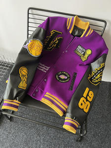 Chaqueta Universitaria de Béisbol Estilo Piloto Bordada en Cuero PU de Moda Urbana Hip-Hop para Hombre con Logotipo Personalizado Chaquetas Bomber de Cuero para Hombre - Product Image 3