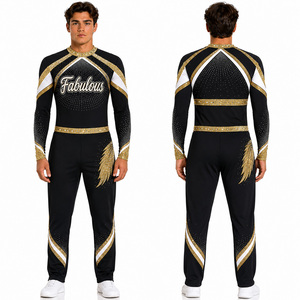 Tenues de cheerleading personnalisées assorties pour hommes et femmes, haut pour <span class=keywords><strong>homme</strong></span> et robe pour femme, en spandex haute élasticité, pour les performances des équipes All-Star - Product Image 4