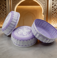 Chapeau islamique en polyester tricoté pour hommes adultes Boran, vente en gros, casquette de prière quotidienne arabe du Moyen-Orient, broderie personnalisée à la machine, Abaya
