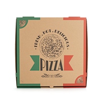 Boîte à pizza haut de gamme sur mesure en papier kraft ondulé brun récipient pour aliments gaufrage mat laminage fait de matériaux recyclés