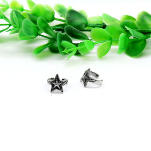 Pendientes de plata tibetana con forma de estrella para hombres y mujeres, diseño geométrico vintage, clips para las orejas sin perforación, joyería de moda - Product Image 4