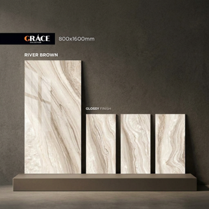 Azulejos de porcelana pulida Super Grey de 800x1600 mm con aspecto de mármol para pisos y paredes de baños e interiores. - Product Image 6