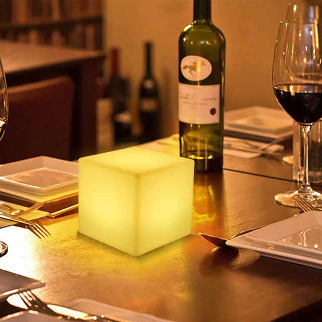 Outdoor Small Rechargeable Led Light Decoration Lamp 20cm Plastic Waterproof Cube Chair Glowing Rgb Led Cube Light for Party